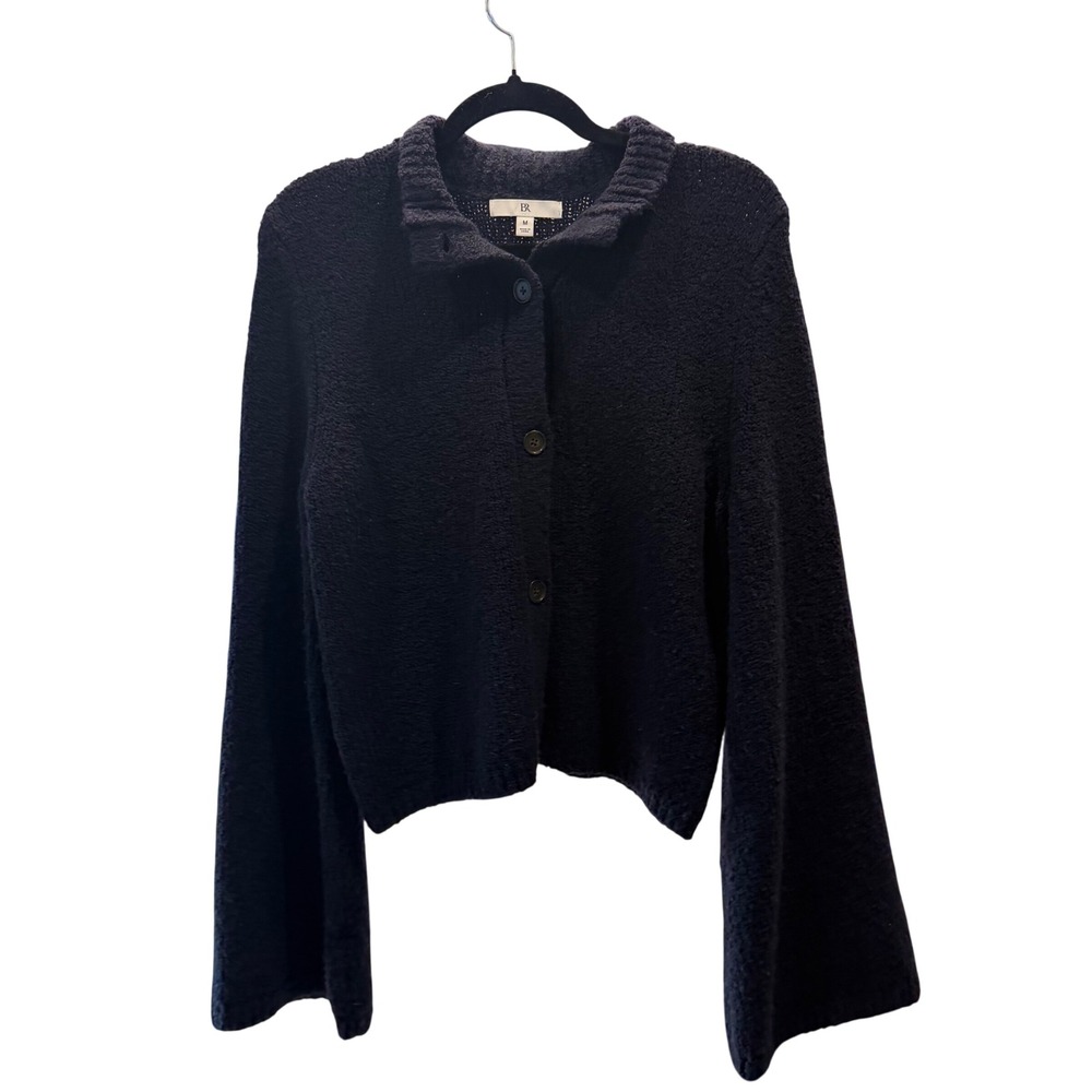 Banana Republic Merino Wool Bell Sleeve Cardigan Sweater Navy Blue Womens M